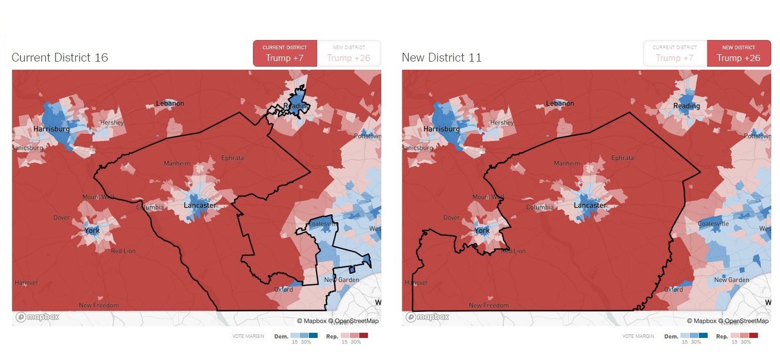 Redistricting map - PA-16 to PA-11